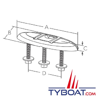 Marine Town - Taquet rétractable et pliable inox316 - avec tige et vis - Longueur 155 mm