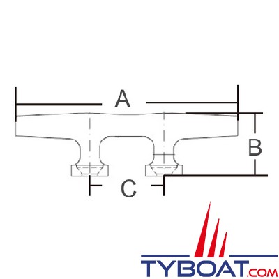 Marine Town - Taquet standard inox316 - Longueur 102mm