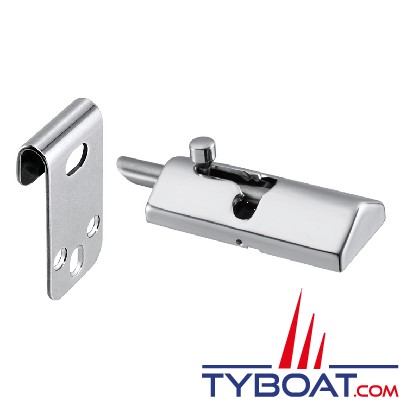 Marine Town - Targette de porte - inox 316 brillant et nylon - avec gâche allongée verticle - 67x31 mm