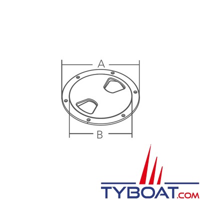 Marine Town - Trappe de visite - Inox 316 - Ø intérieur  59mm - Ø extérieur 90mm