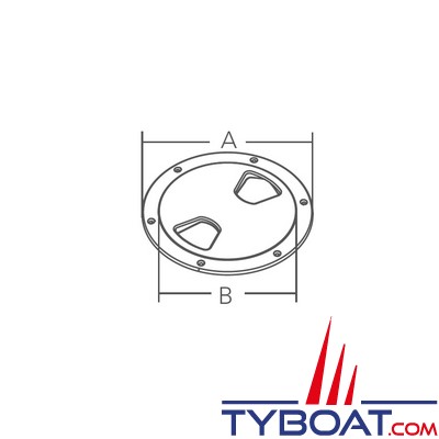 Marine Town - Trappe de visite - Inox 316 - Ø intérieur  84mm - Ø extérieur 114mm