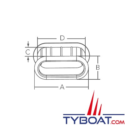 Marine Town - Vide vite oval plastique avec clapet - Collerette en inox - Longueur 181 mm