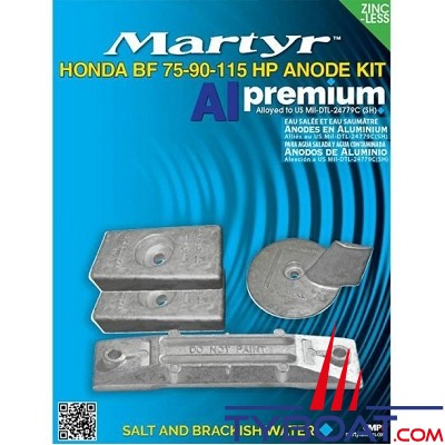 Martyr - Kit anodes alu pour Honda BF75 - BF90 - BF115