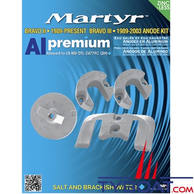 Martyr - Kit anodes alu pour Mercruiser Bravo 2 et 3