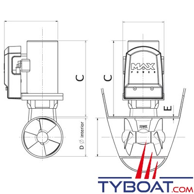 Max Power - CT60-IP Propulseur d'étrave électrique anti-déflagrant 5.8cv Ø185mm 12V