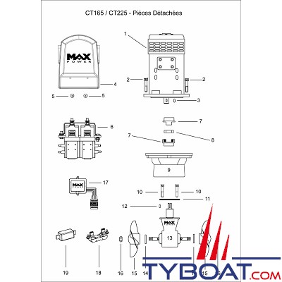 Max Power - écrou plastique M5 pour CT60/80/100/125/165/225