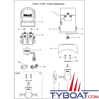 Max Power - Embase d'hélice pour propulseur CT60 -  Ø185