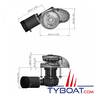 Maxwell - Guindeau vertical - RC12-10 190TDC - 1200 Watts - 12 Volts - Barbotin pour Chaîne Ø 10mm - Cordage Ø 16mm - sans poupée 