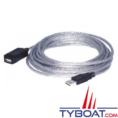 M.C. Marine : Câble d'extension USB 2.0 de 5 mètres amplifié - USB-AA5