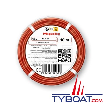 Miguélez Câbles - Câble électrique H07V-K 1,5mm² - Rouge (10m)