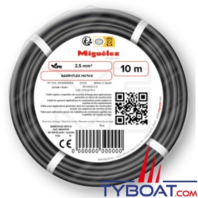 Miguélez Câbles - Câble électrique H07V-K 2,5mm² - Noir (10m)