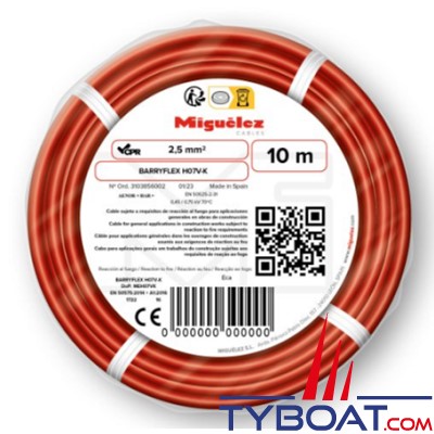 Miguélez Câbles - Câble électrique H07V-K 2,5mm² - Rouge (10m)