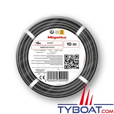 Miguélez Câbles - Câble électrique H07V-K 4mm² - Noir (10m)