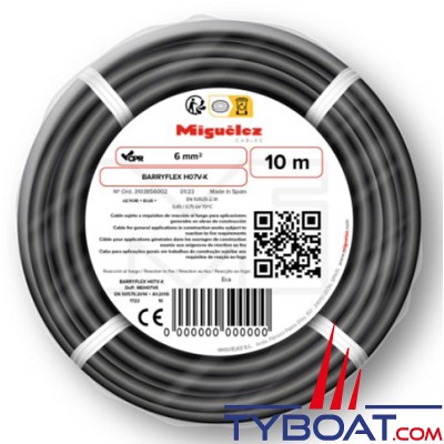 Miguélez Câbles - Câble électrique H07V-K 6mm² - Noir (10m)