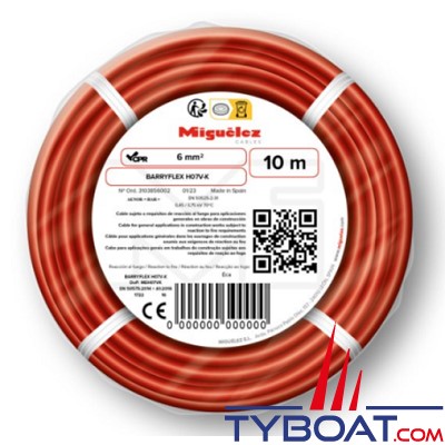 Miguélez Câbles - Câble électrique H07V-K 6mm² - Rouge (10m)