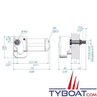 Roca - Moteur essuie-glace W12 12v - Axe Ø13.8mm - Epaisseur de cloison 16mm