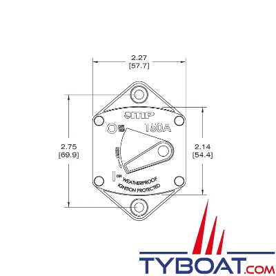 MP - Disjoncteur thermique unipolaire encastré - série 87 - 12-48V - 200A