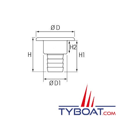 Nable inox 316 Plastimo DIESEL pour tuyau Ø 38 mm + bouchon inox