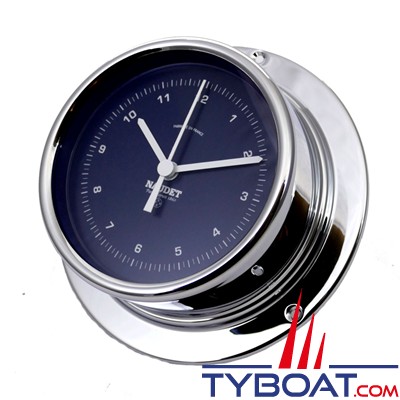 Naudet - Horloge silencieuse cadran bleu Ø100mm - Boitier Chromé