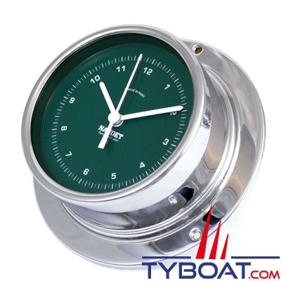 Naudet - Horloge silencieuse cadran vert Ø100mm - Boitier Chromé