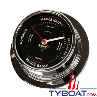 Naudet - Indicateur marée - Cadran noir Ø100mm - Boitier Chromé