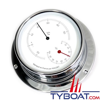 Naudet - Thermomètres / Hygromètre cadran blanc Ø100mm - Boitier Chromé