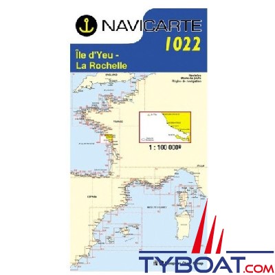 Navicarte - 1022 - Format standard plié : 165x315mm - île d'Yeu, la Rochelle, les Sables d'Olonne