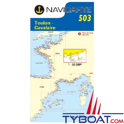 Navicarte - 503 - Format standard plié : 165x315mm - Toulon, Cavalaire, îles d'Hyères