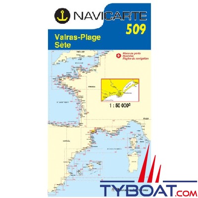 Navicarte - 509 - Format standard plié : 165x315mm - Valras, Sète, étang de Thau