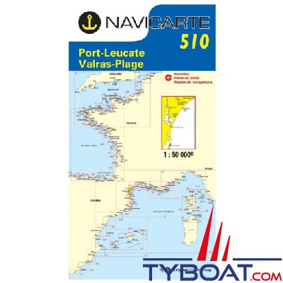 Navicarte - 510 - Format standard plié : 165x315mm - Port Leucate, Valras, Gruissan