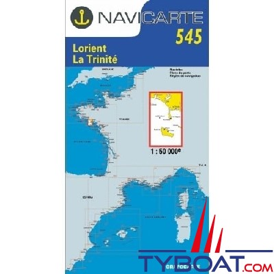Navicarte - 545 - Format standard plié : 165x315mm - Lorient, la Trinité, Belle-Ile, Houât