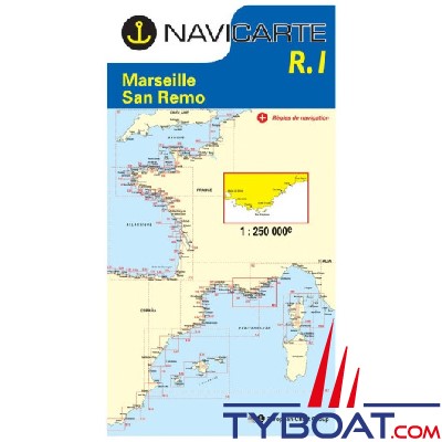 Navicarte - Format standard plié : 165x315mm - R1 routier Marseille, San Remo