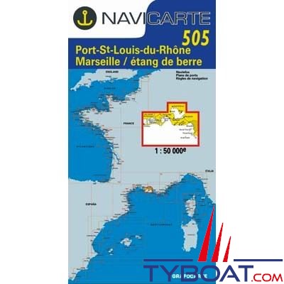 Navicarte n°505 - Port St-Louis-du-Rhône, Marseille, étang de Berre - carte simple