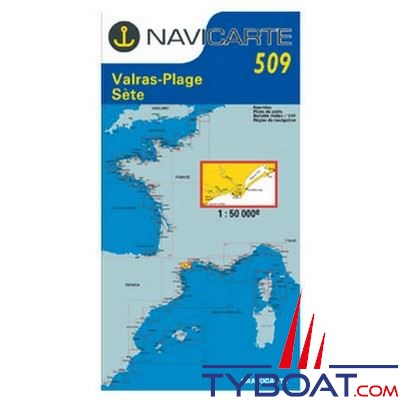 Navicarte n°509 - Valras, Sète, étang de Thau - carte simple
