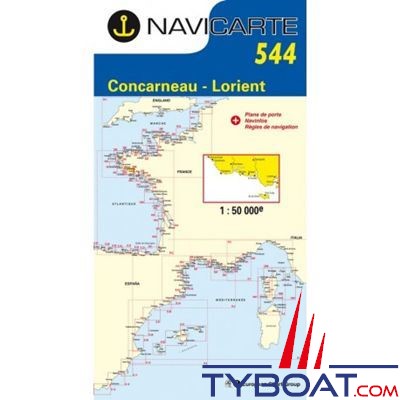 Navicarte n°544 -  Concarneau/Lorient/Ile de Groix - carte simple