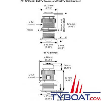 Navico - Sonde traversante plastique DST810 GEN2 - 235 KHz - Triducer profondeur/vitesse/température - NMEA2000 - Connecteur Micro-C / Bluetooth