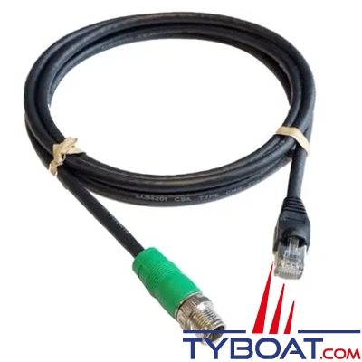 B&G Simrad Lowrance - Câble Ethernet  1,8m - prise verte M12-X 8 broches vers RJ45 mâle
