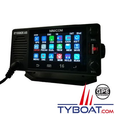 Navicom - VHF fixe RT1050-AIS 25watts - Ecran tactile - NMEA2000 - Récepteur AIS et GPS intégré