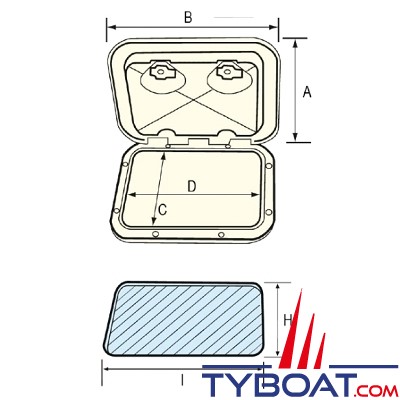 Nuova Rade - Trappe de pont Top Line avec serrure - 353 x 606 mm extérieures - Blanche