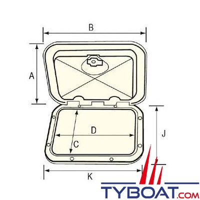 Nuova Rade - Trappe de rangement avec caisson pour VHF/radio - 180 x 285 mm extérieures - Blanche