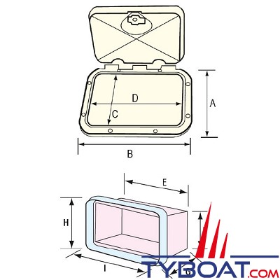 Nuova Rade -Trappe de rangement Classic avec boîtes, tiroirs et serrure - 275 x 375 mm extérieures - Blanche