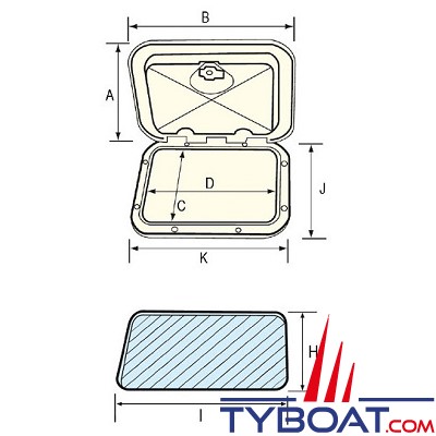 Nuova Rade -Trappe de rangement pour VHF/radio - 180 x 285 mm extérieures - Blanche