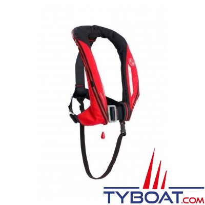 Ocean Safety - Gilet gonflable Sport ADV - automatique UML - 170 N - avec harnais - Rouge et noir carbone