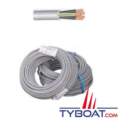 Câble souple HO5VVF - 2 x 4 mm² - gaine grise - longueur 25 mètres