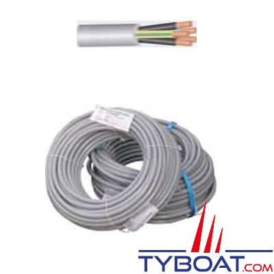 Câble souple HO5VVF 2 x 6 mm² gaine grise longueur 25 mètres