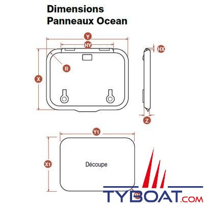 Lewmar - Panneau de pont type Ocean taille 44 509x509mm base plate.