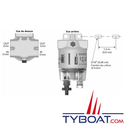 PARKER Racor - Préfiltre séparateur diesel spin-on 120AP débit 57L/h 30µ
