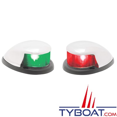 Feu De Navigation Bicolore Perko 0227DP0CHR - Montage Horizontal, Pour Bateaux <20m, Verres Rouge/vert - 12
