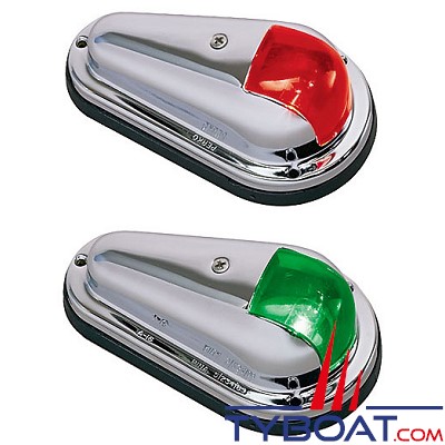 PERKO - 0955 SERIES - Paire de Feux de navigation - Bâbord et tribord - Chrome - Montage Horizontal