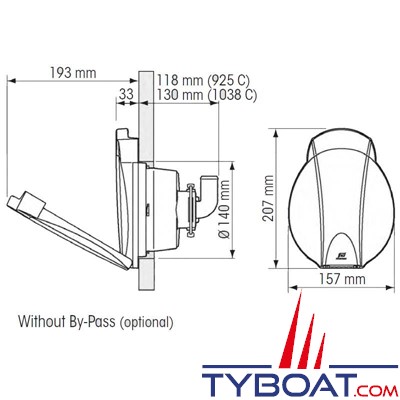 Plastimo - 1038C Pompe de cale à membrane - poignée intégrée sans By-pass pour tuyau Ø 38mm